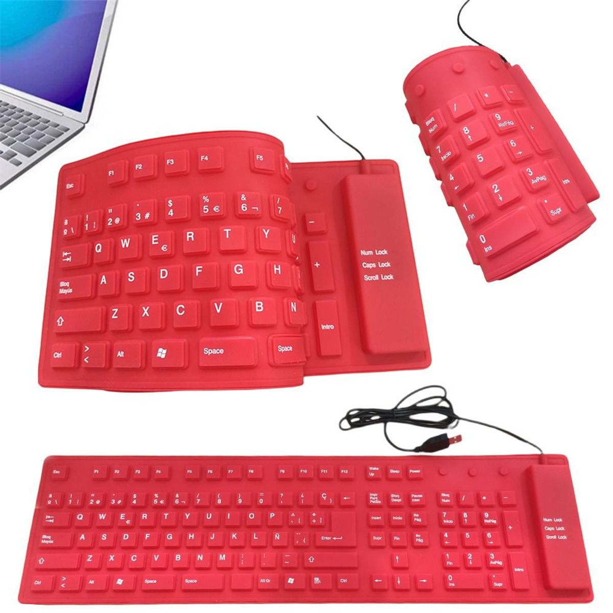 GENERICO - Teclado Flexible Siliconado WB-109 impermeable contra polvo numérico