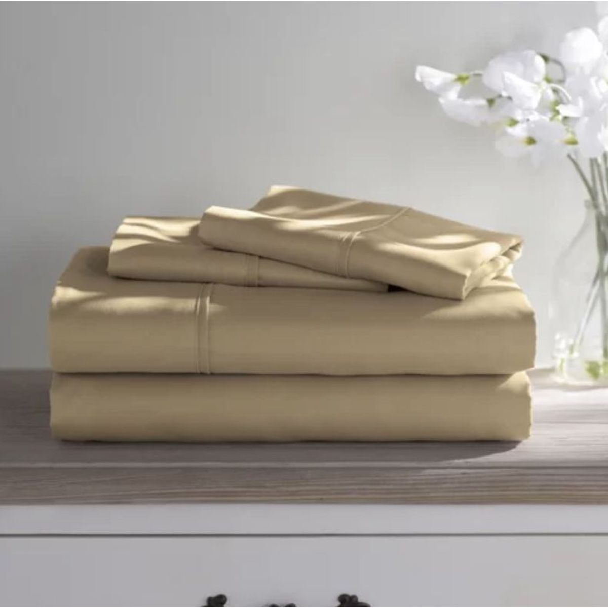 ISATEX HOME - Juego De Sábanas 2 Plazas De Algodón Pima 200 Hilos Beige