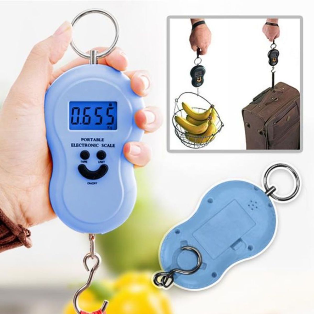 GENERICO - Balanza De Mano Digital Lcd 50kg Bascula Profesional Maletas- Celeste