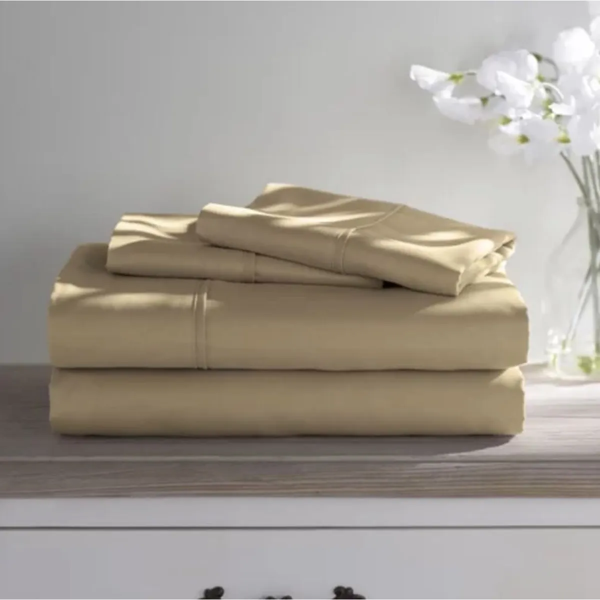 ISATEX HOME - Juego De Sábanas Queen De Algodón Pima 200 Hilos Beige