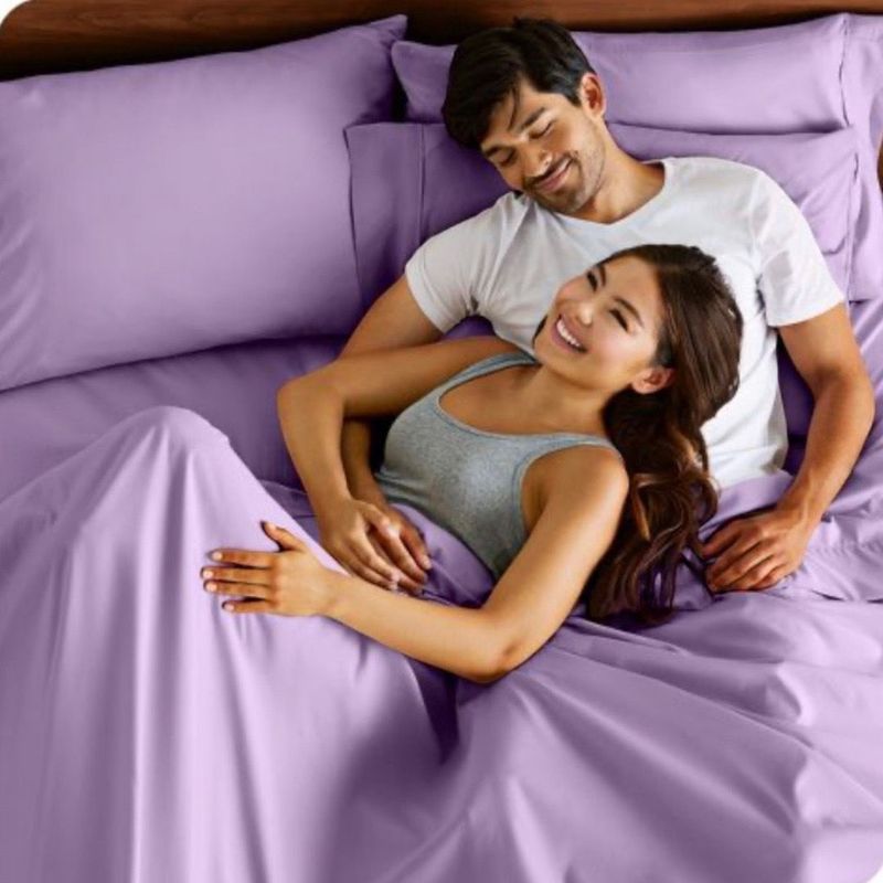ISATEX HOME - Juego De Sábanas Lila 2 Plazas De  Algodón Pima 200 Hiilos