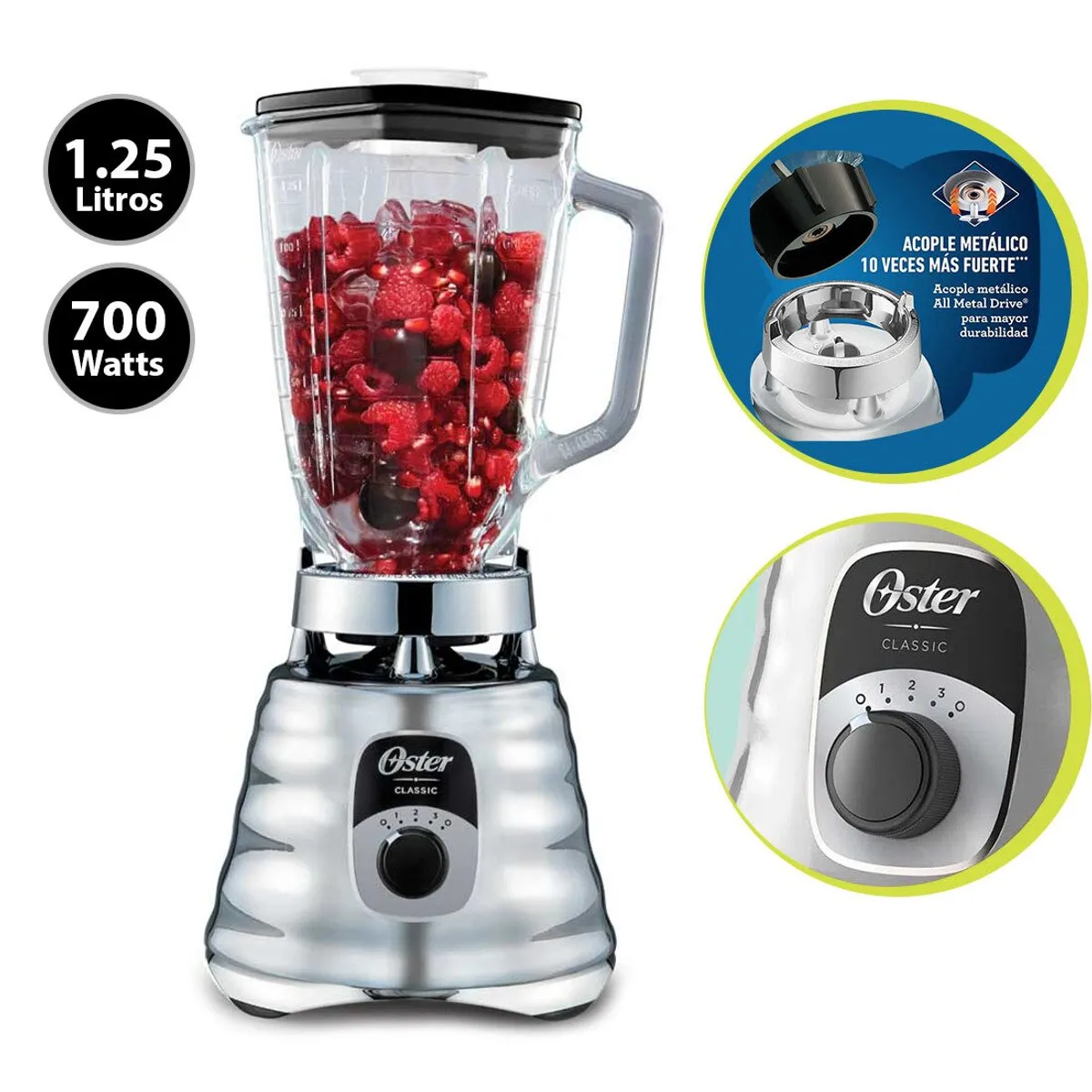 OSTER - Licuadora Clásica 3 Velocidades 1.25L BLST4655