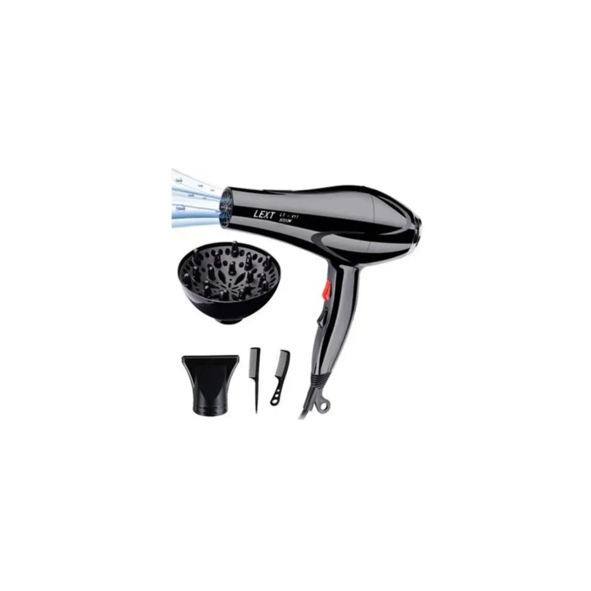 GENERICO - Secadora de Cabello 5000 Watts Aire Frío Caliente con Accesorios.