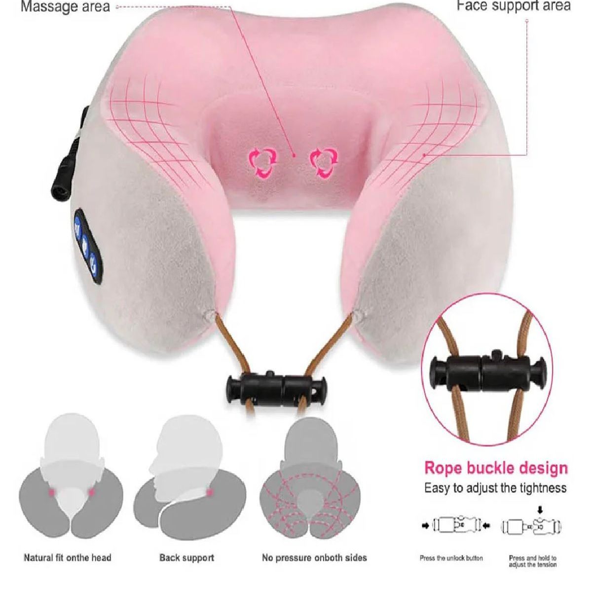 GENERICO - Almohada Masajeador Cuello Espalda Cuerpo para Avion  Auto Recargable