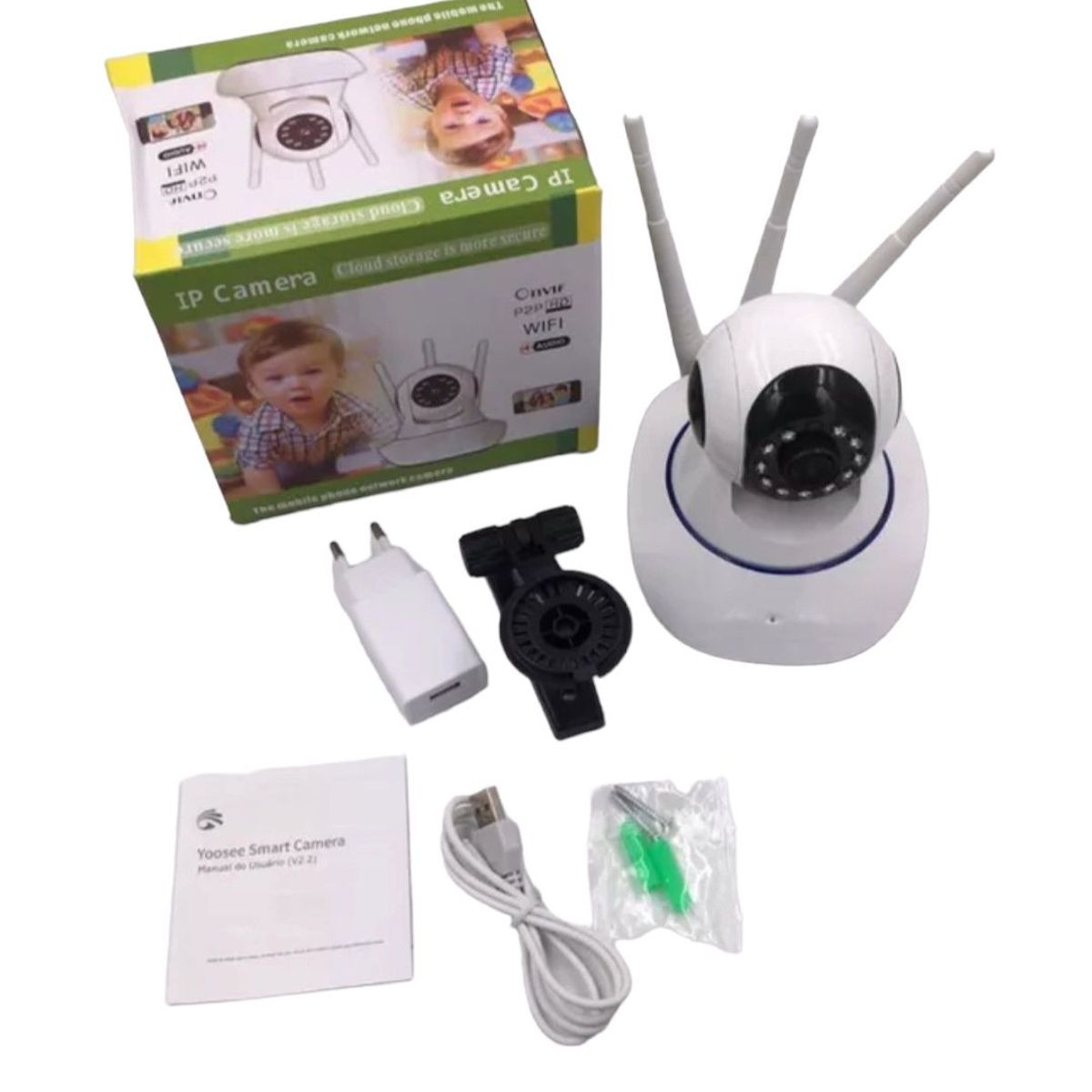 GENERICO - Camara IP Robotica Seguridad 3 Antenas 1080p WIFI Vision Nocturna