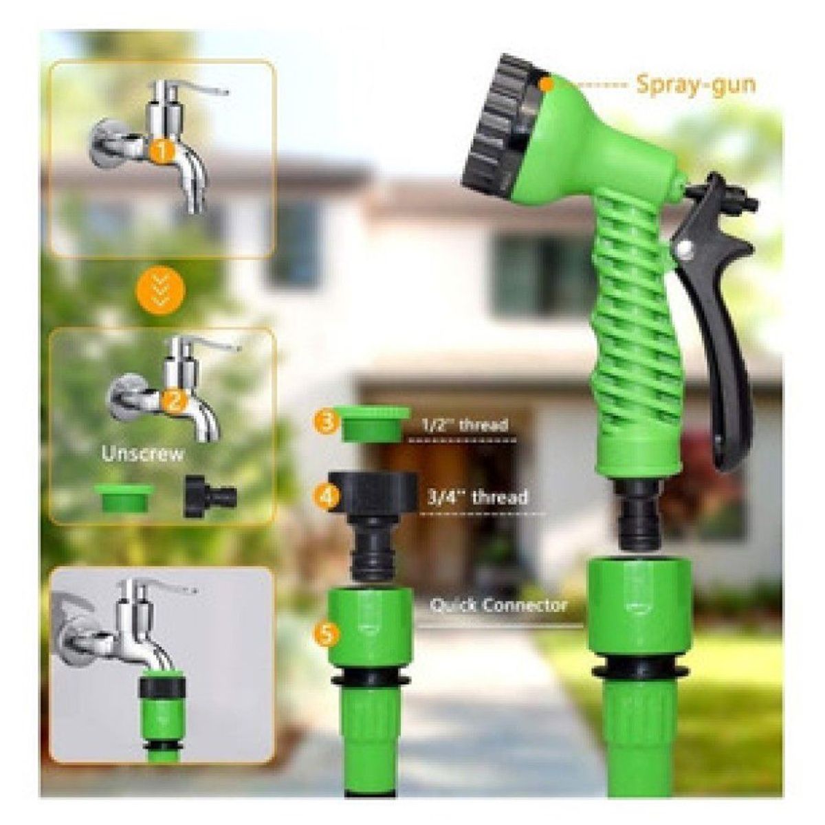 INSPIRA MARKET - Manguera Expandible de 60 metros Riego de Jardin Lavar Auto Multiuso