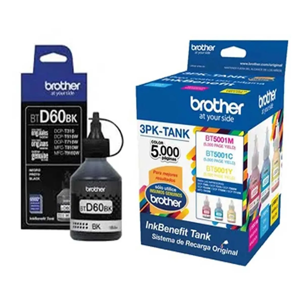 BROTHER - Pack De 4 Tintas Brother Btd60bk + Pack 3 Color 3pk-Tank