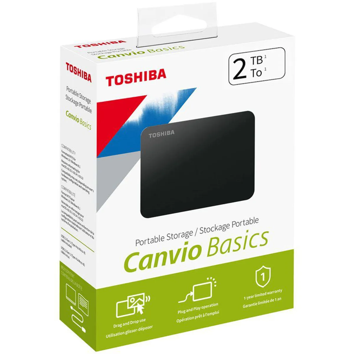 TOSHIBA - Disco duro externo 2tb toshiba canvio basics usb 3.0