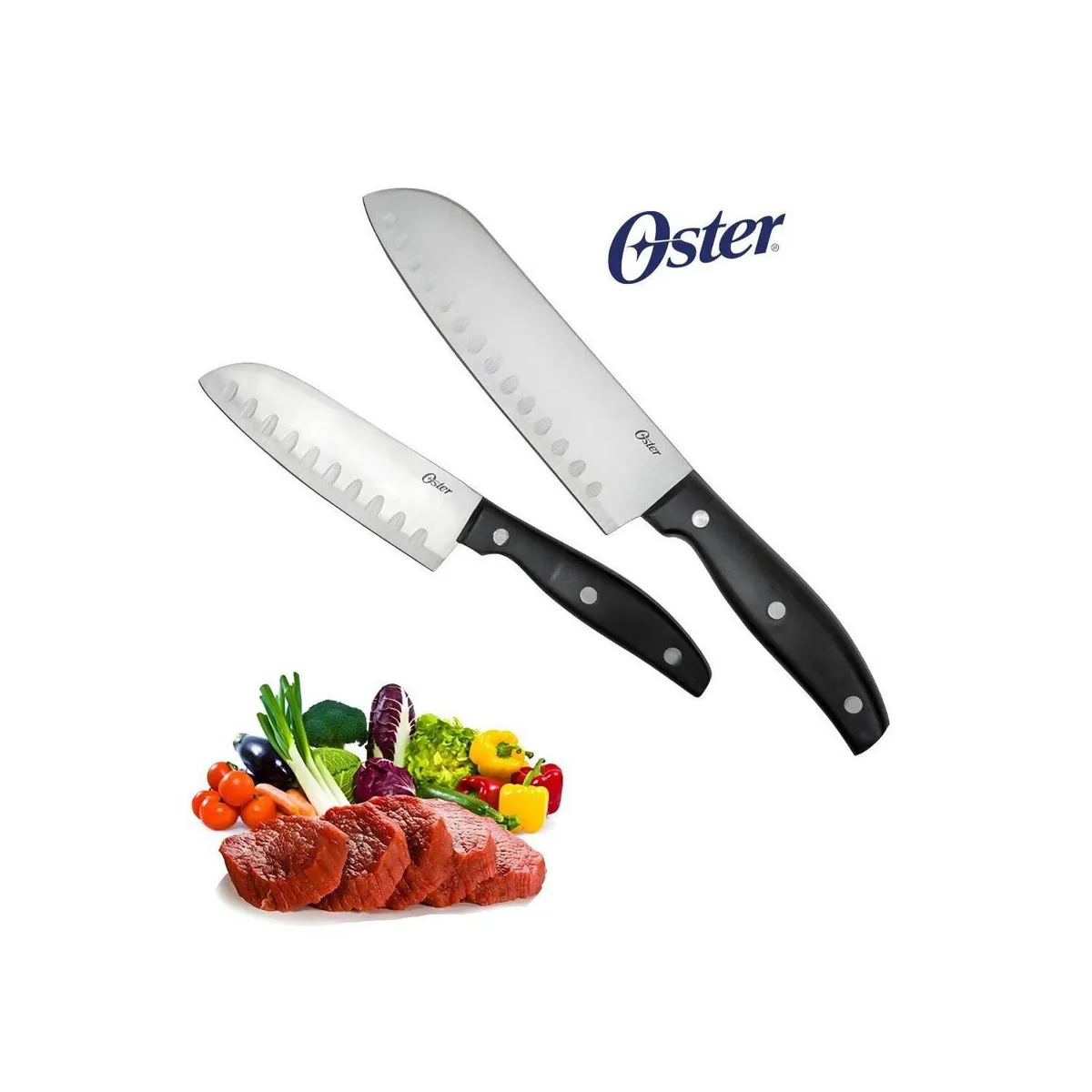 OSTER - Juego de cuchillos Santoku 2 piezas Granger Acero Inoxidable Oster