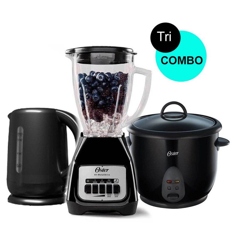 OSTER - Tri-Combo Licuadora BLSTKAG-BPB  +Olla Negra CKSTRC1700B+ BVSTKT3101