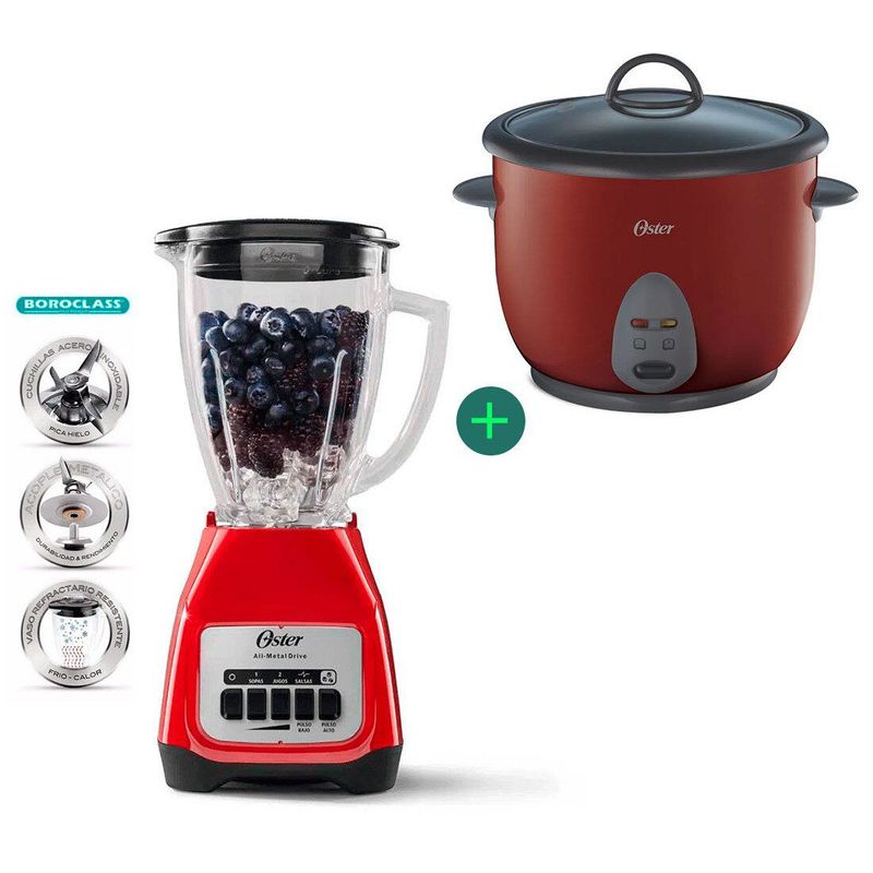OSTER - Combo Licuadora BLSTKAG-RPB  +Olla Rojo CKSTRC1700R
