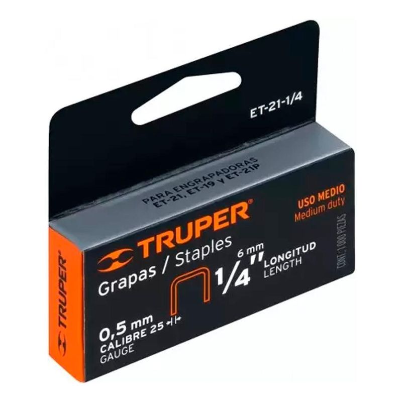 TRUPER - Grapa P/engrapadora 1/4 X 1000 Unid Truper 17970