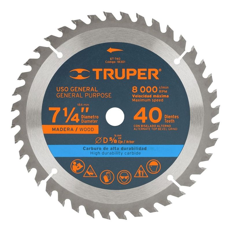TRUPER - Disco Sierra Circular 7 1/4 X 5/8 40 P/ma Truper 18301