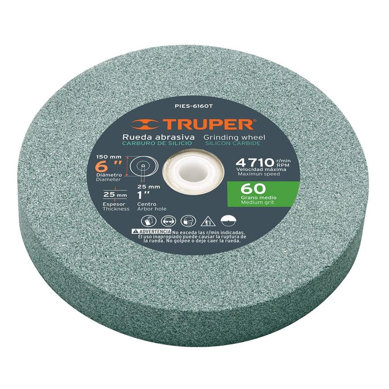TRUPER - Piedra para esmeril 6"x1" grano 60 carburo de silicio truper 16407