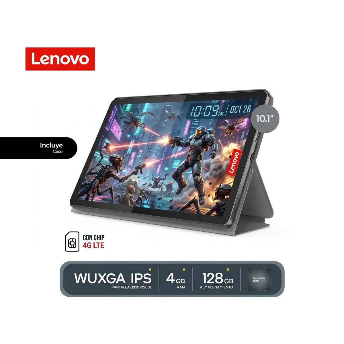 LENOVO - Tablet Lenovo Tab TB311XU LTE 10.1" 4GB RAM 128GB WUXGA + Case
