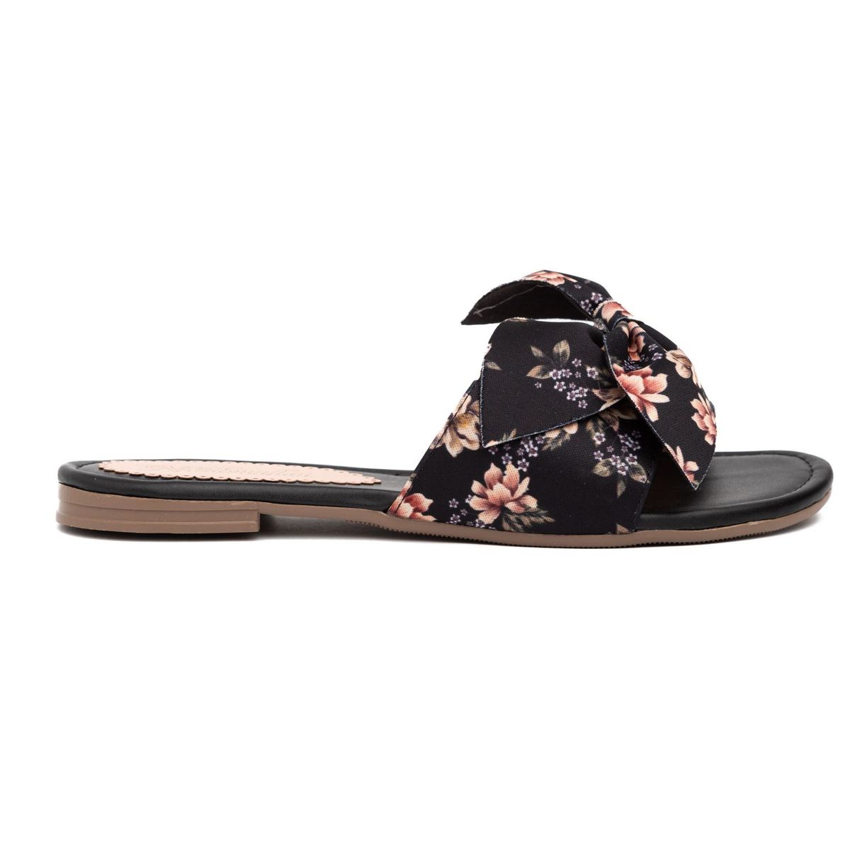 NEBULA - Sandalia Flor Floreado - Negro