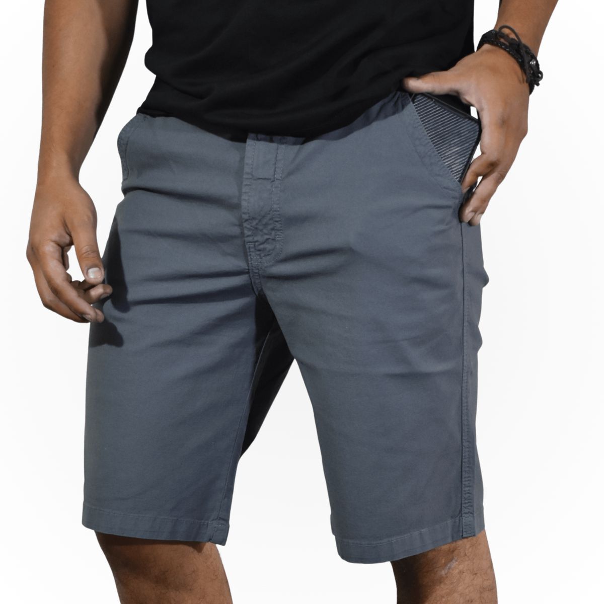 YONISTERS CLOTHING - Short de Algodón Drill Hombre Slim Fit Casual y De Vestir YONISTERS - Estilo Versátil - Plomo Claro