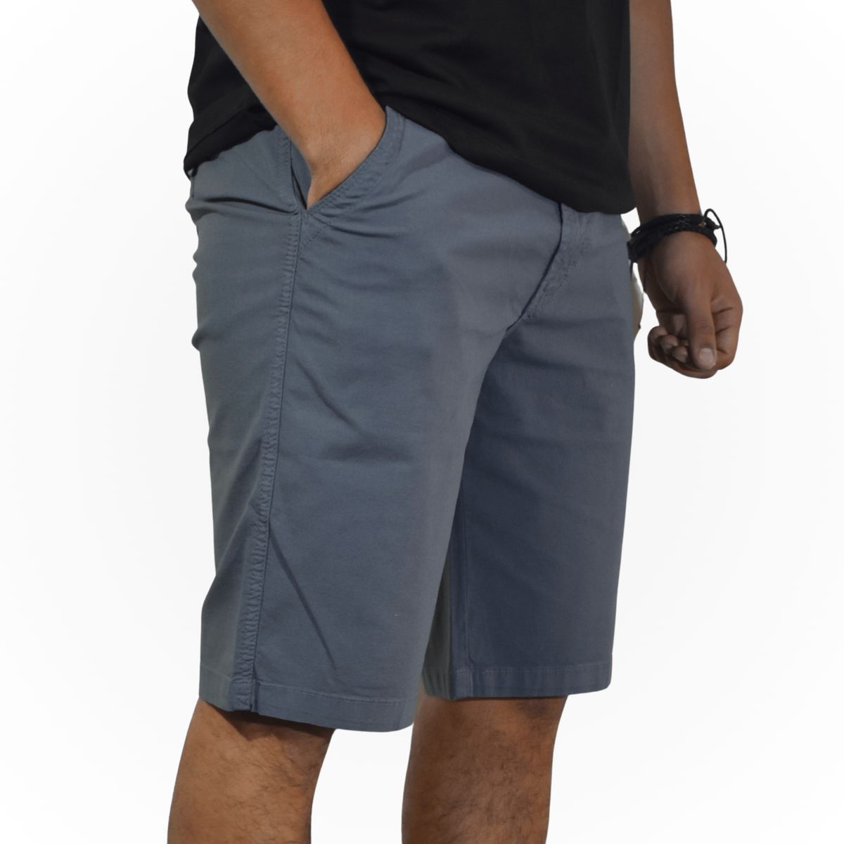 YONISTERS CLOTHING - Short de Algodón Drill Hombre Slim Fit Casual y De Vestir YONISTERS - Estilo Versátil - Plomo Claro