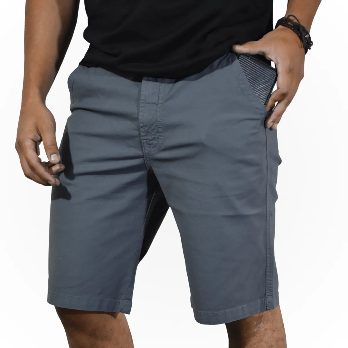 YONISTERS CLOTHING - Short de Algodón Drill Hombre Slim Fit Casual y De Vestir YONISTERS - Estilo Versátil - Plomo Claro