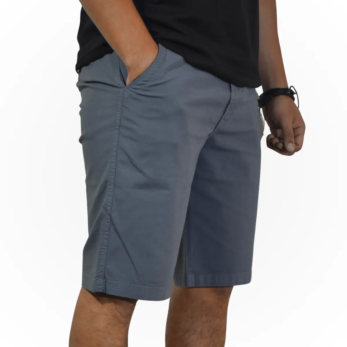 YONISTERS CLOTHING - Short de Algodón Drill Hombre Slim Fit Casual y De Vestir YONISTERS - Estilo Versátil - Plomo Claro