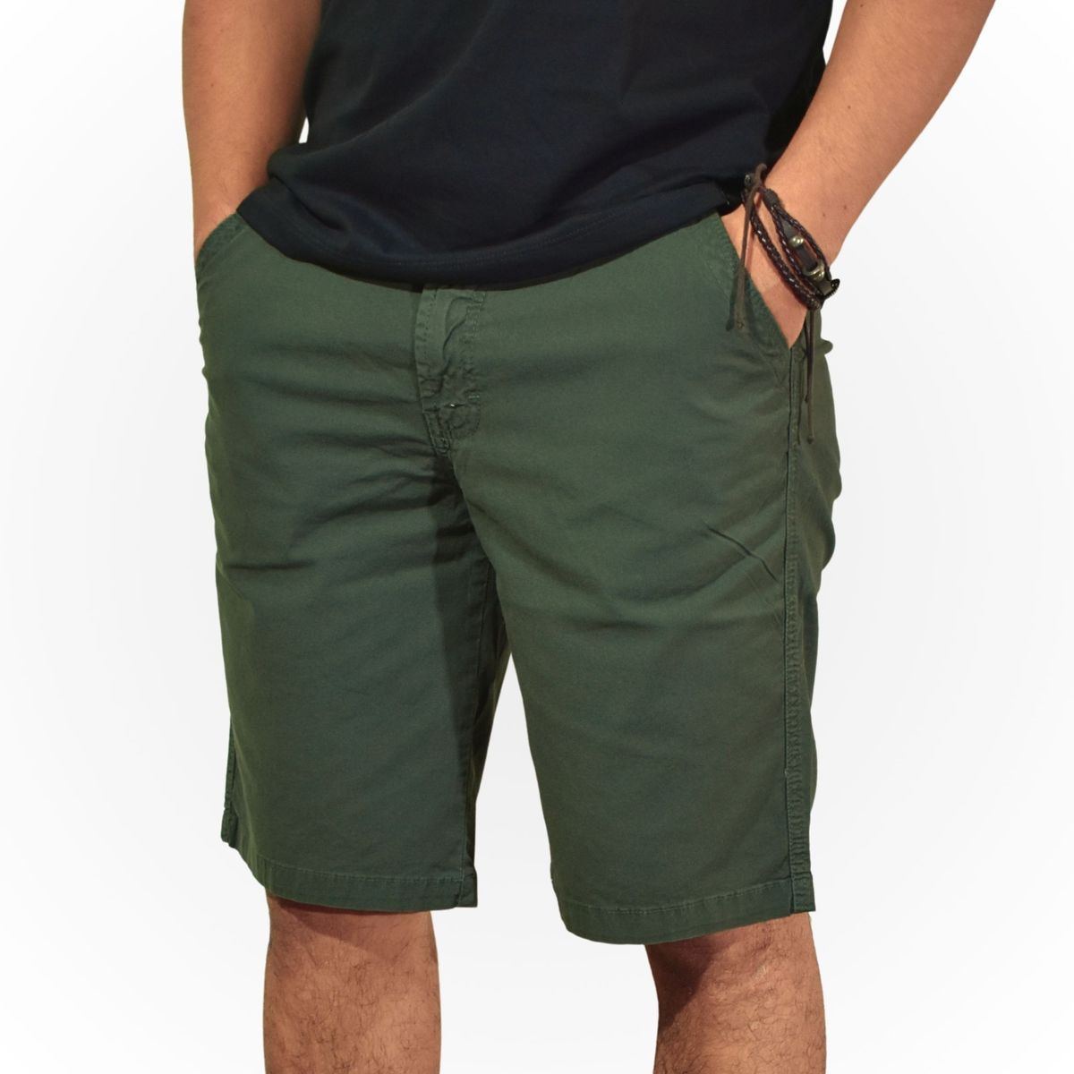 YONISTERS CLOTHING - Short de Algodón Drill  Hombre Slim Fit Casual y De Vestir YONISTERS - Estilo Versátil -  Verde
