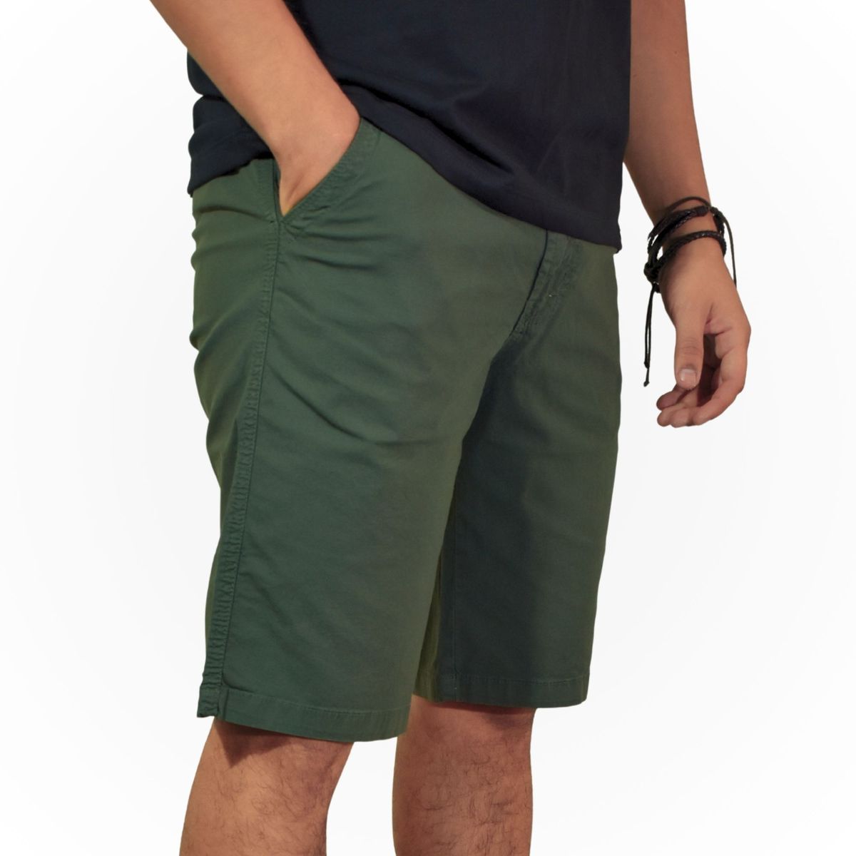 YONISTERS CLOTHING - Short de Algodón Drill  Hombre Slim Fit Casual y De Vestir YONISTERS - Estilo Versátil -  Verde