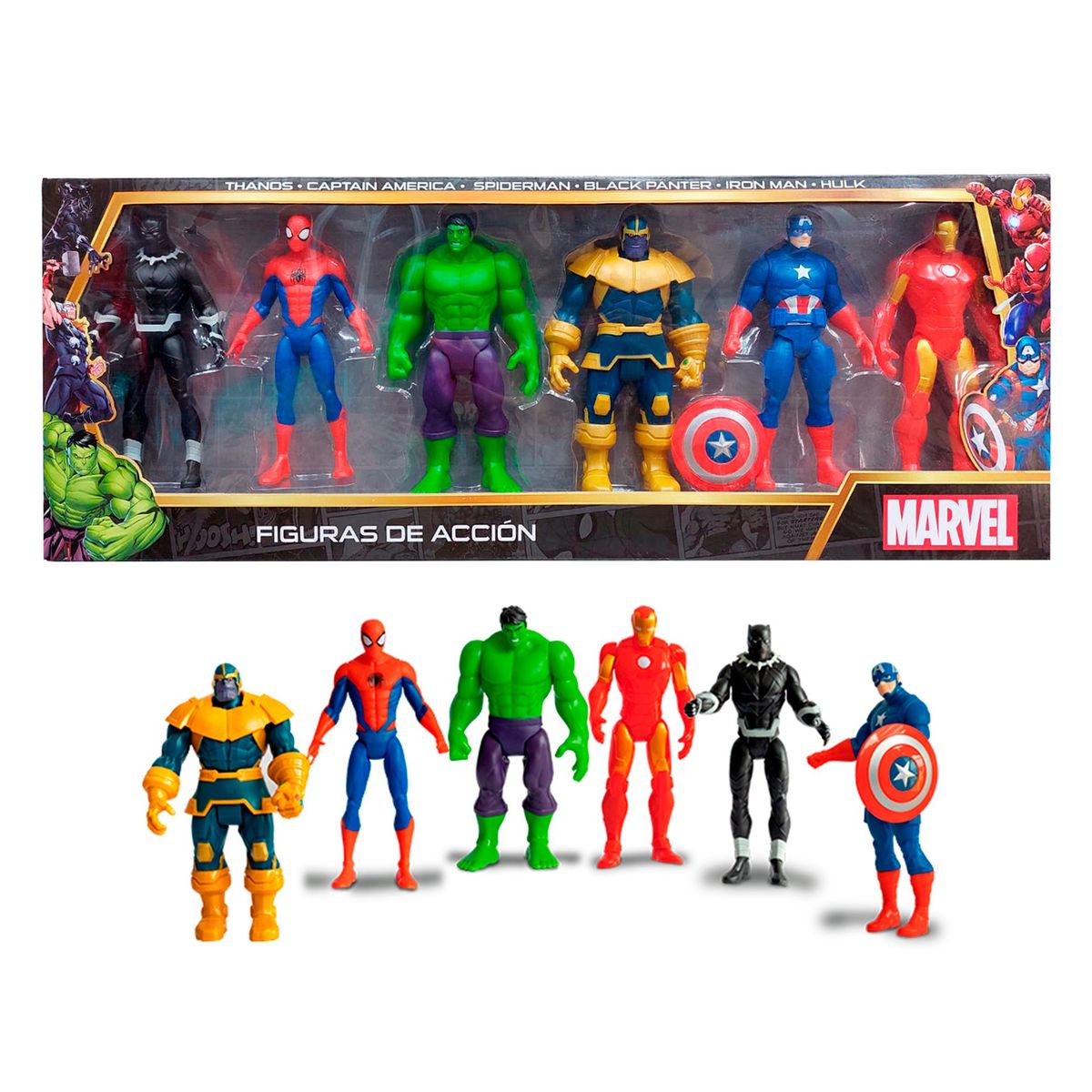 MARVEL - SET DE FIGURAS ARTICULABLES Y DE JEBE DE AVENGERS