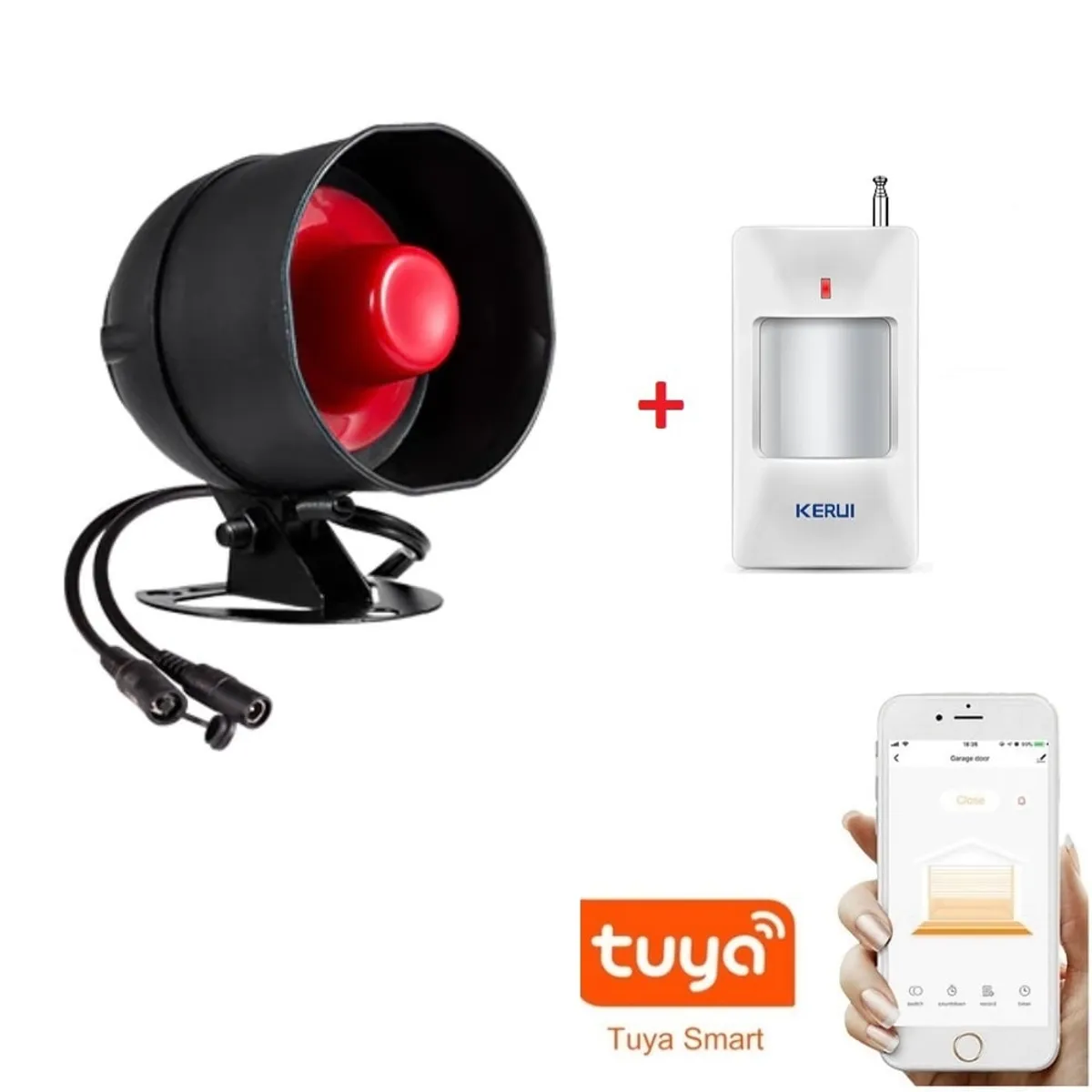 GENERICO - Sirena Wifi Alarma + Sensor Movimiento 110db Seguridad App Tuya Smart