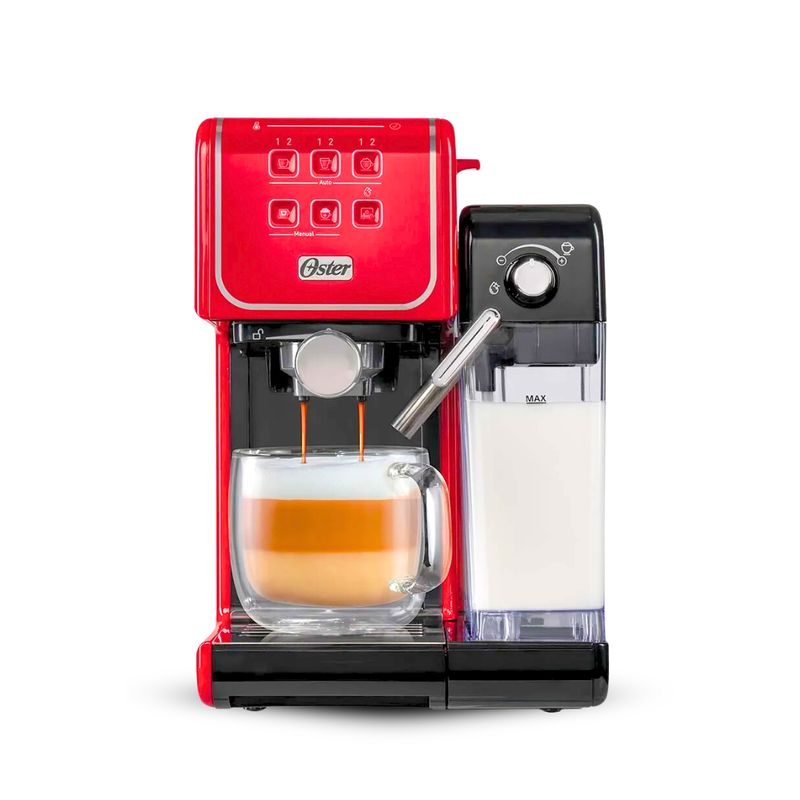 OSTER - Cafetera Eléctrica OSTER PrimaLatte de 19 Bares Automática Rojo BVSTEM6801R