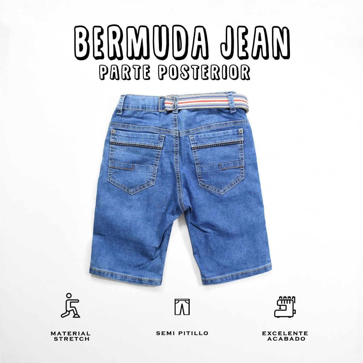 YONISTERS CLOTHING - Denim Short Kids Semipitillo Stretch Yonisters Clothing Celeste