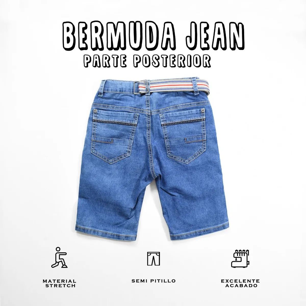 YONISTERS CLOTHING - Denim Short Kids Semipitillo Stretch Yonisters Clothing Celeste