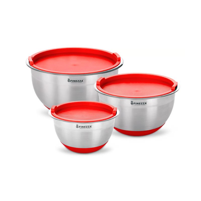 FINEZZA - Set de bowls finezza fz-1006bw-r de 6 piezas – acerado/rojo