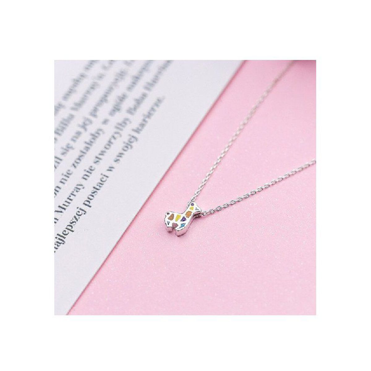 GENERICO - Collares dije cadena joyería chapada en plata con piedras de colores