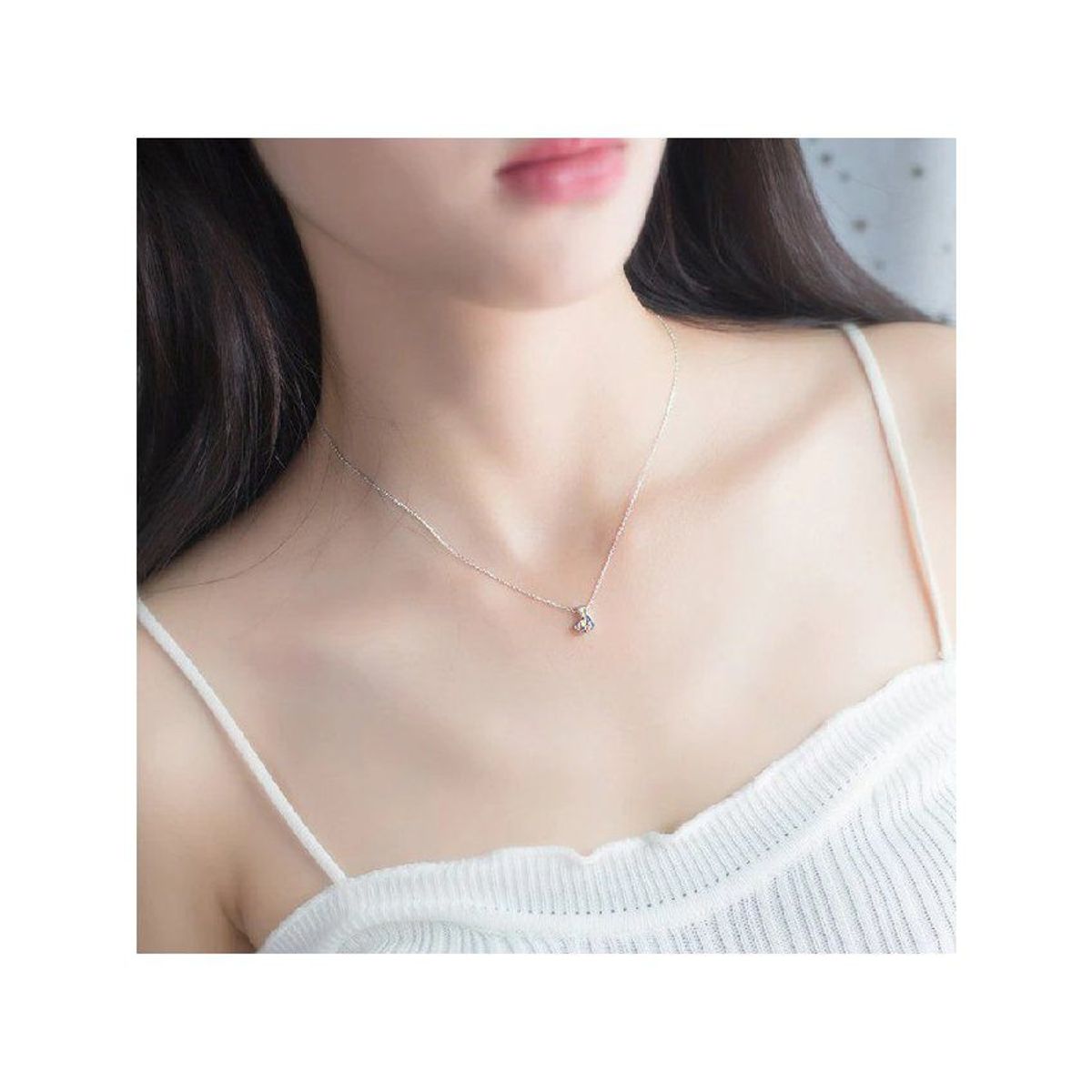 GENERICO - Collares dije cadena joyería chapada en plata con piedras de colores