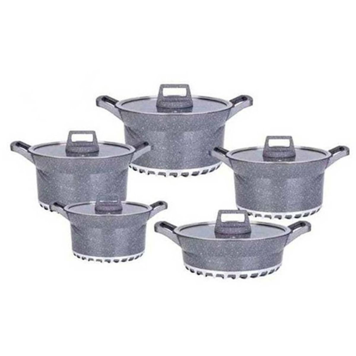 VALESKA - Juego de  ollas de roca volcánica valeska vl-let010 10 piezas - plomo