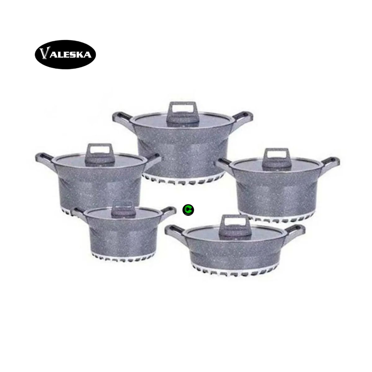 VALESKA - Juego de  ollas de roca volcánica valeska vl-let010 10 piezas - plomo