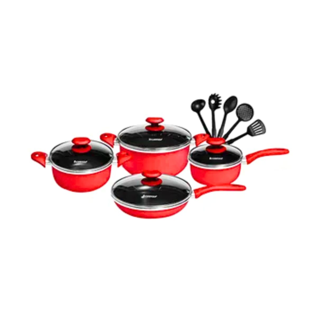 FINEZZA - Juego de Ollas Antiadherente Finezza FZ-1658T 13 Piezas  Rojo