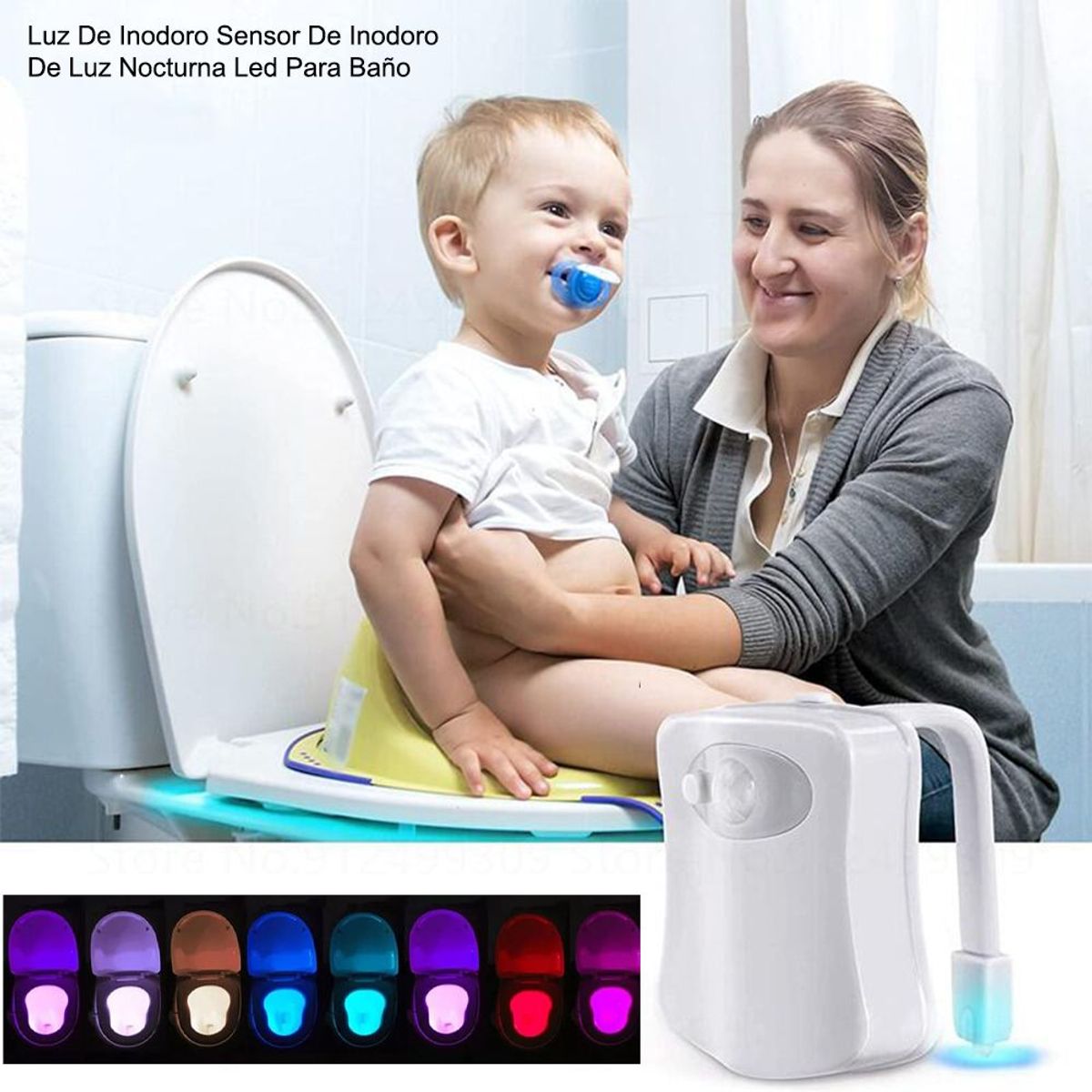 EASY&HOME - Luz de Inodoro Sensor Luz Nocturna Led para Baño Niños Adultos Blanco