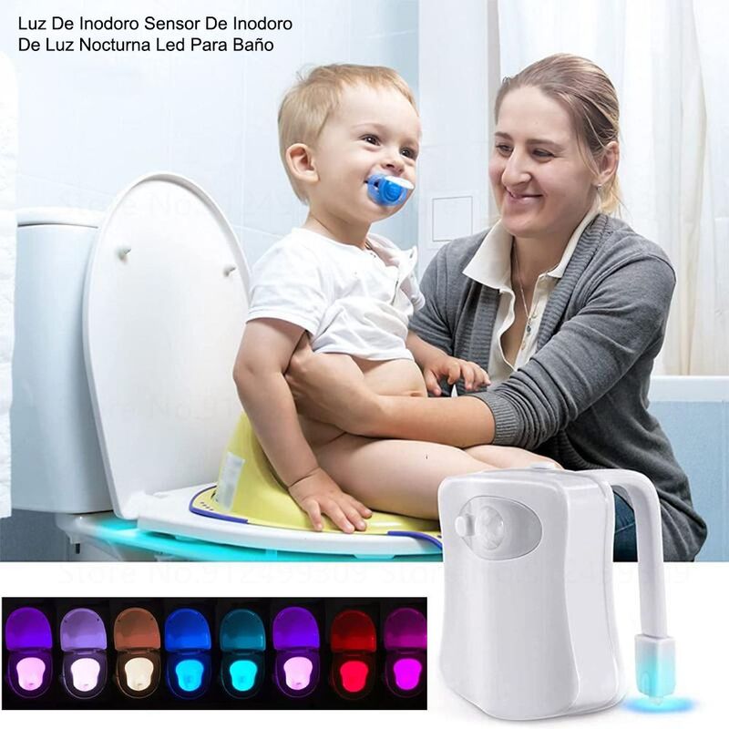 EASY&HOME - Luz de Inodoro Sensor Luz Nocturna Led para Baño Niños Adultos Blanco