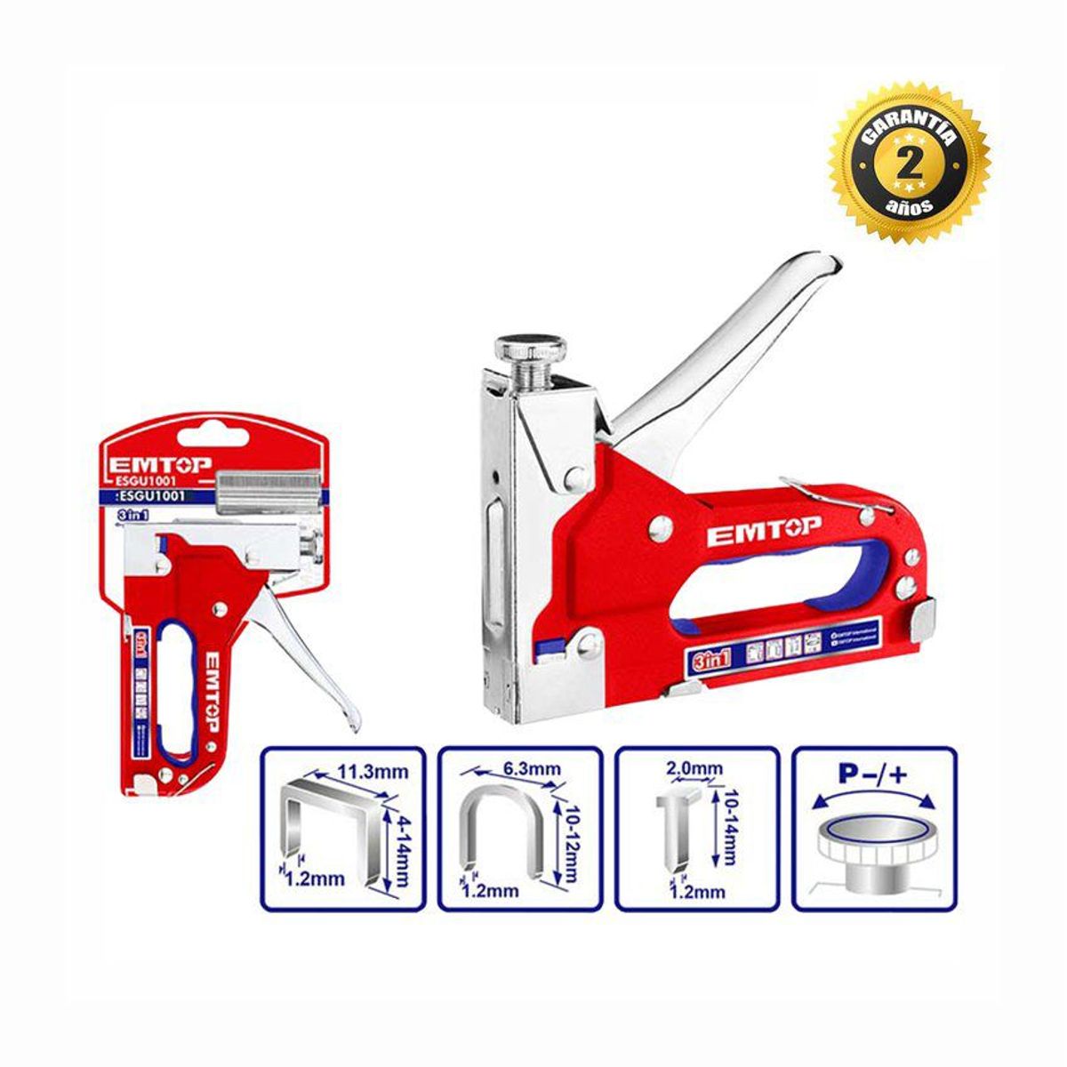 EMTOP - ENGRAPADOR CLAVADOR MANUAL 3 EN 1 METÁLICA INDUSTRIAL EMTOP - ESGU1001