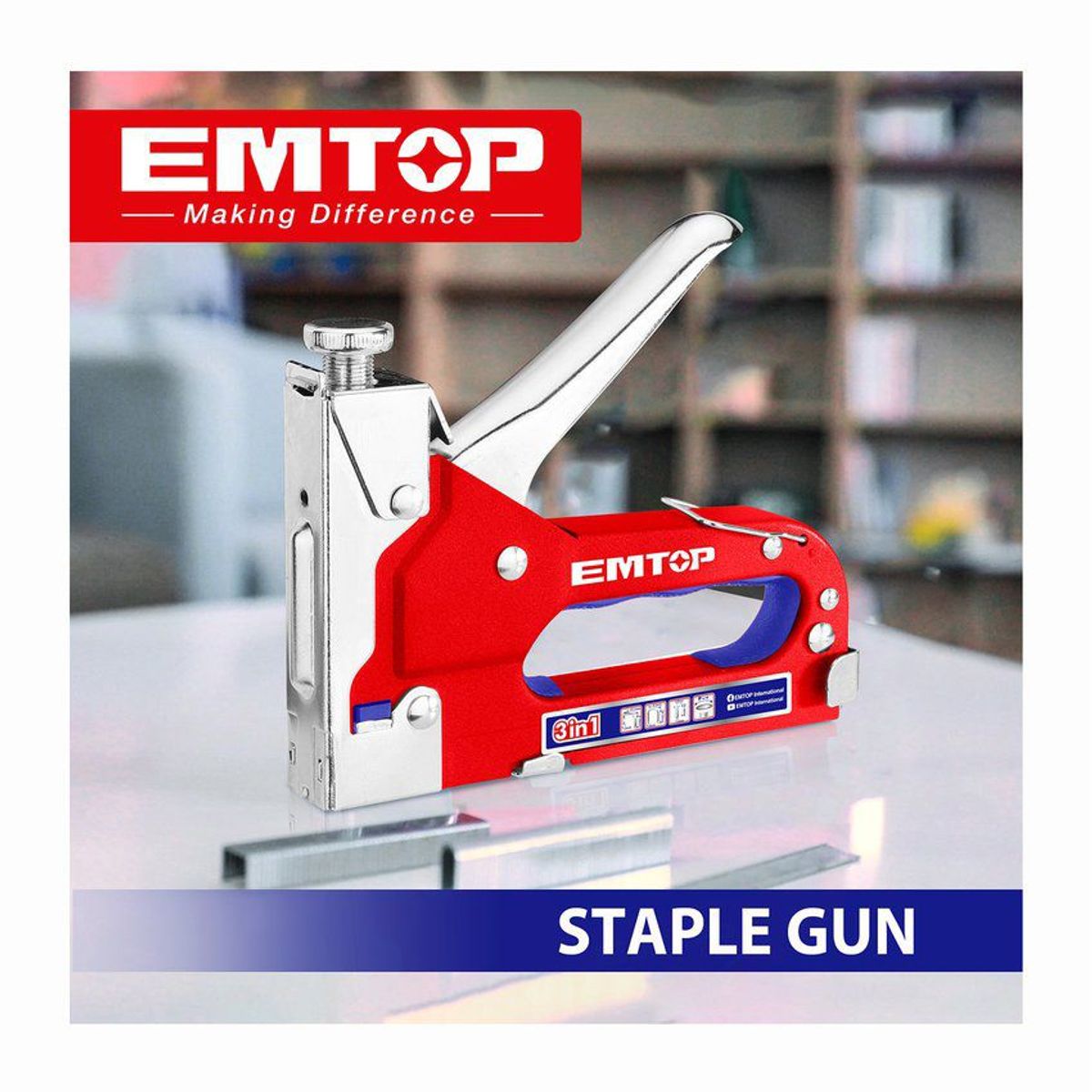 EMTOP - ENGRAPADOR CLAVADOR MANUAL 3 EN 1 METÁLICA INDUSTRIAL EMTOP - ESGU1001
