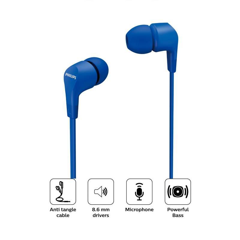 PHILIPS - AUDIFONO CMICROFONO PHILIPS IN-EAR AZUL TAE1105BL