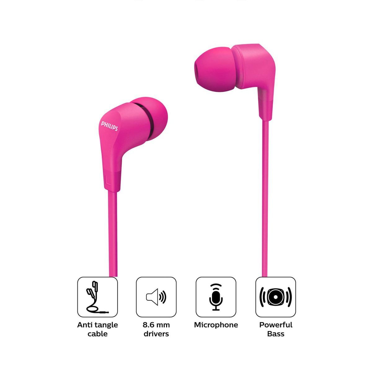 PHILIPS - AUDIFONO CMICROFONO PHILIPS IN-EAR PINK TAE1105PK