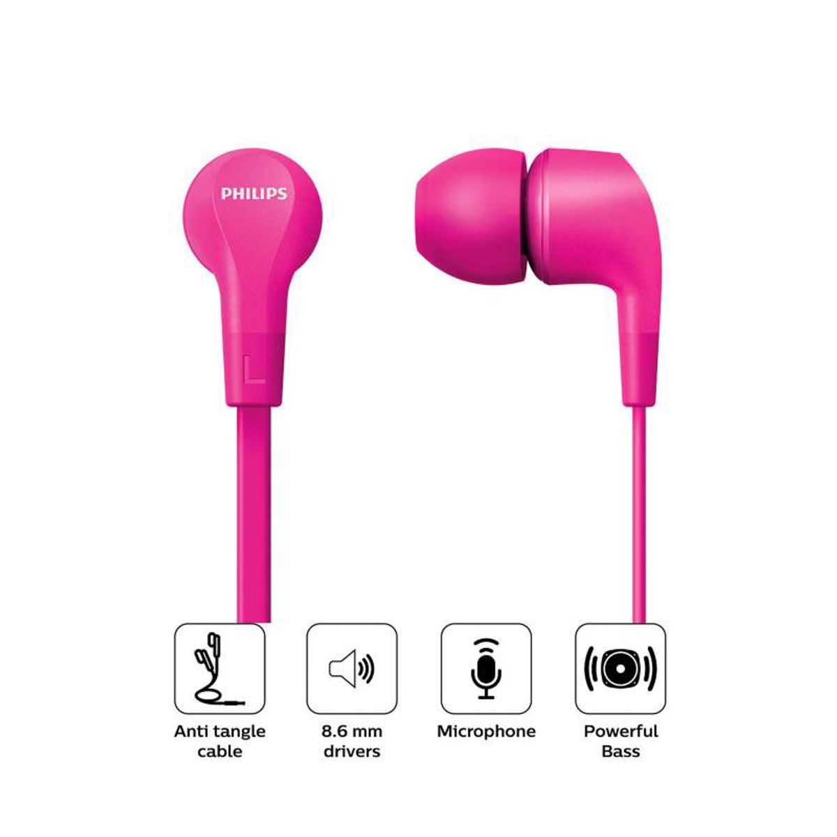 PHILIPS - AUDIFONO CMICROFONO PHILIPS IN-EAR PINK TAE1105PK
