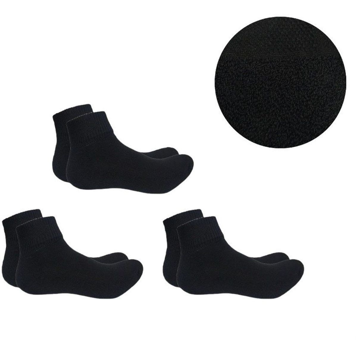 GENERICO - Medias Tobilleras de Algodón Peruano Color Negro - Pack de 3 pares