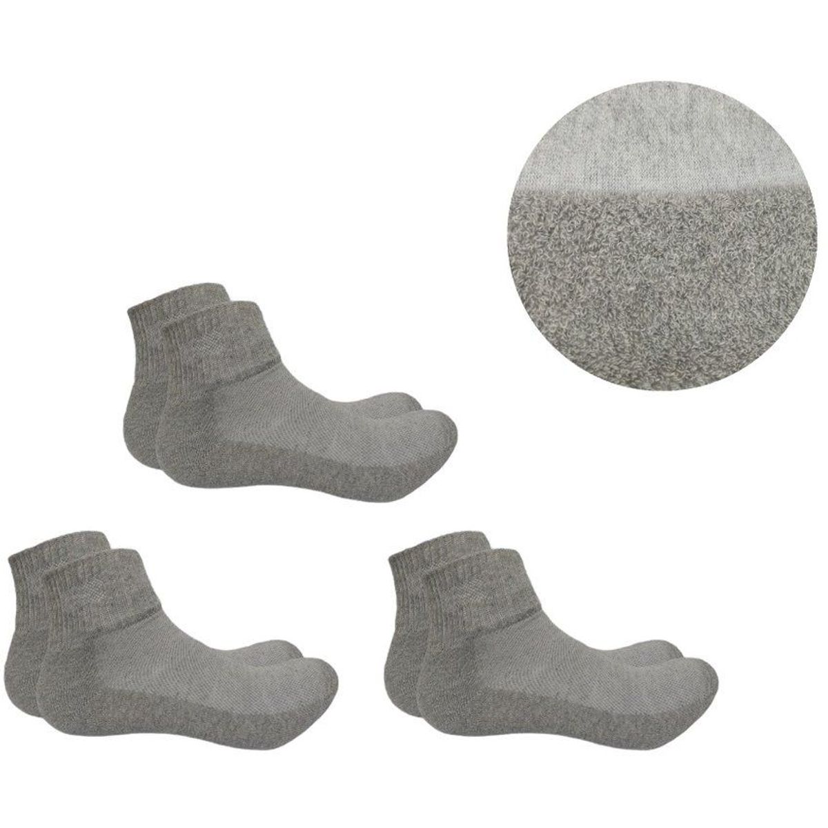 GENERICO - Medias Tobilleras de Algodón Peruano Color Gris - Pack de 3 pares