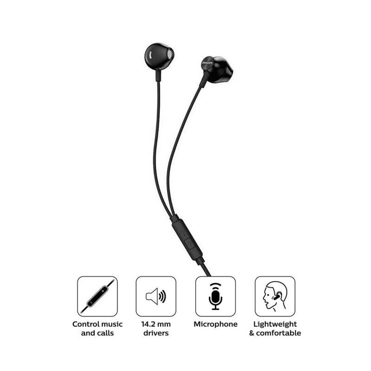 PHILIPS - AUDIFONO CMICROFONO PHILIPS IN-EAR BLACK TAUE101BK