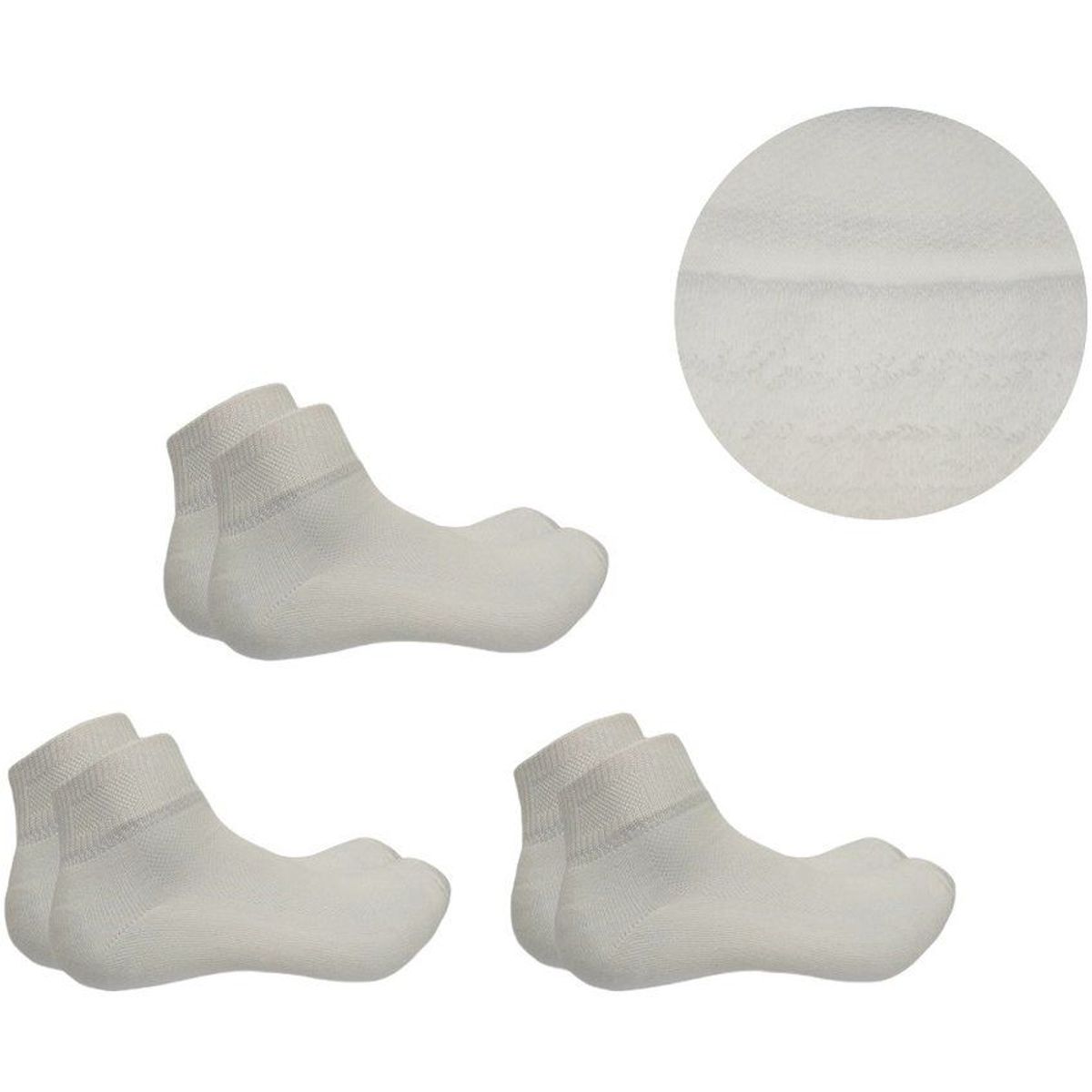 GENERICO - Medias Tobilleras de Algodón Color Blanco Entero - Pack de 3 pares
