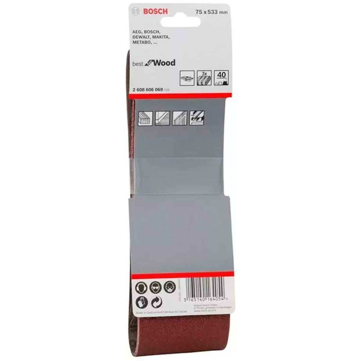 BOSCH - Lija de banda Bosch  3"x21" Gr.40 x3 unidades Best For Wood