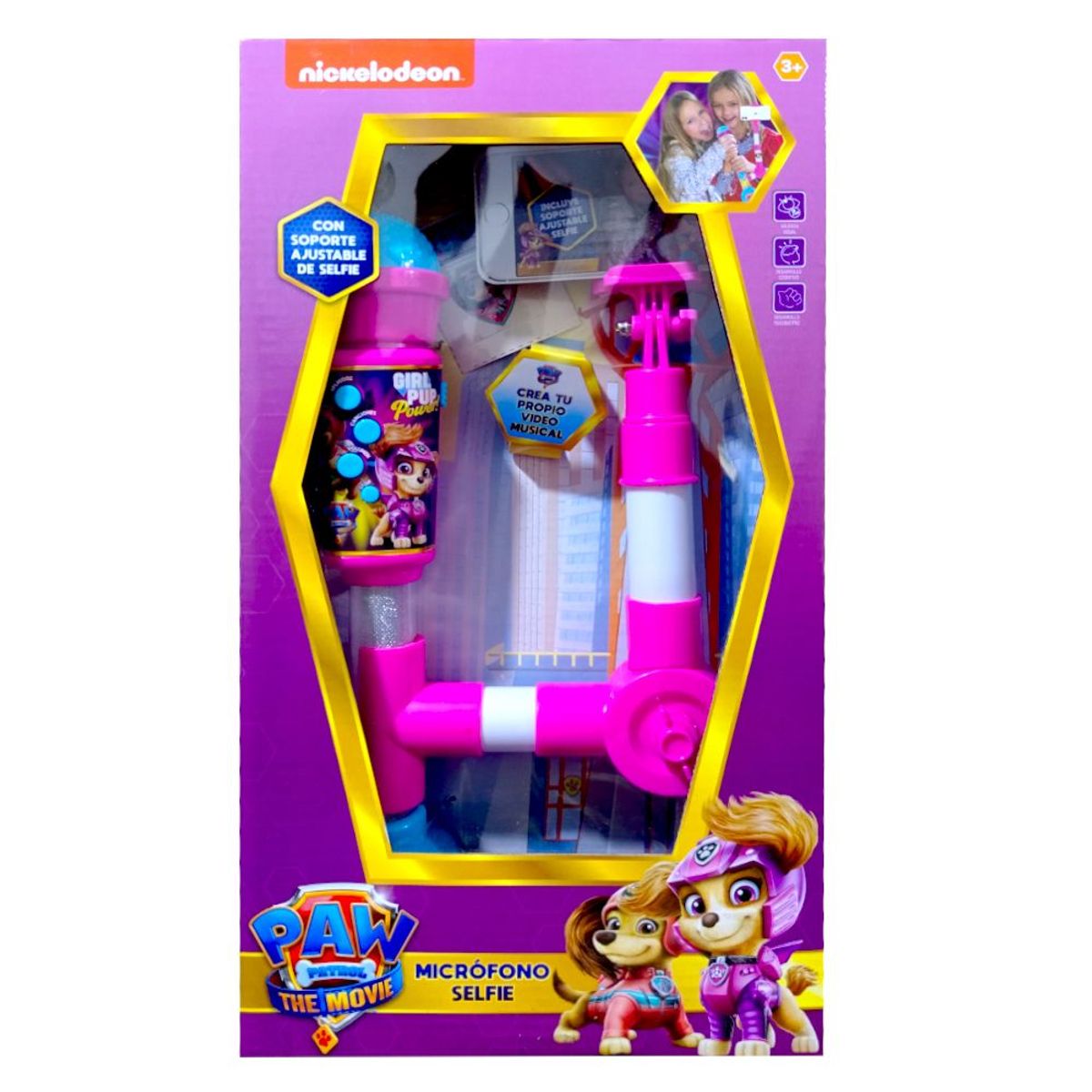 GENERICO - Micrófono Inalámbrico Karaoke con Luces y Soporte para Selfie Paw Patrol
